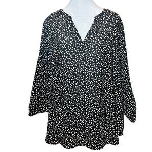 Chaus New York XL Polka Dot Print Long Sleeve High Low Blouse Top‎ Pristine Chic